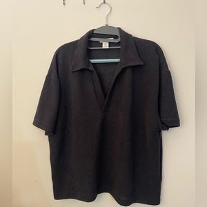 Navy Knit Oversized Shortsleeve Top Sz L